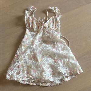 For Love And Lemons Floral slip in Pink and Cream